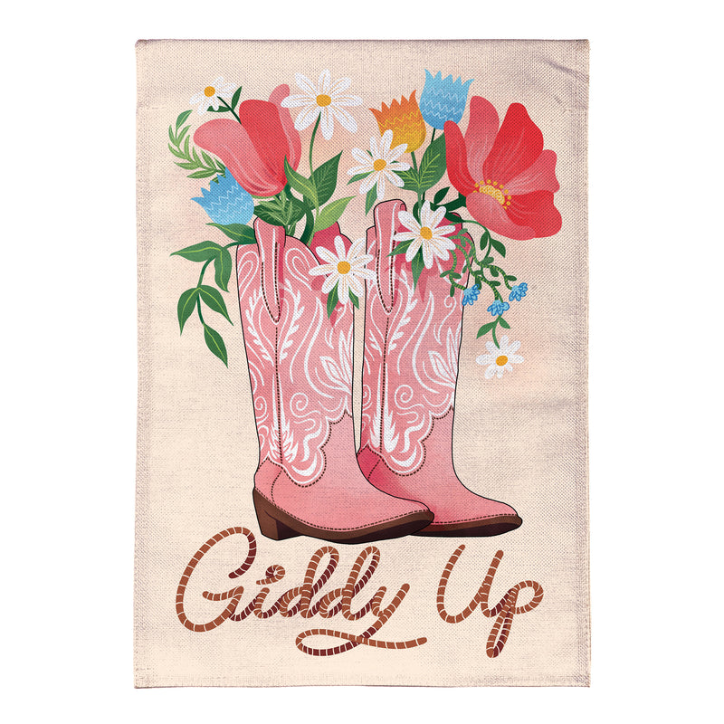 Giddy Up Burlap Garden Flag