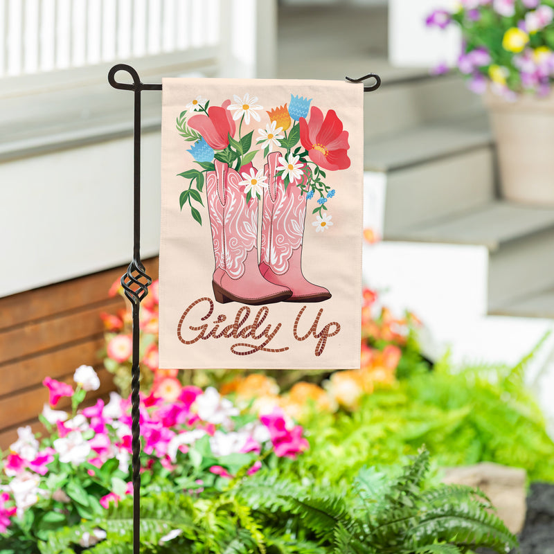Giddy Up Burlap Garden Flag