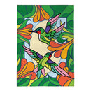 Stained Glass Hummingbirds Burlap Garden Flag
