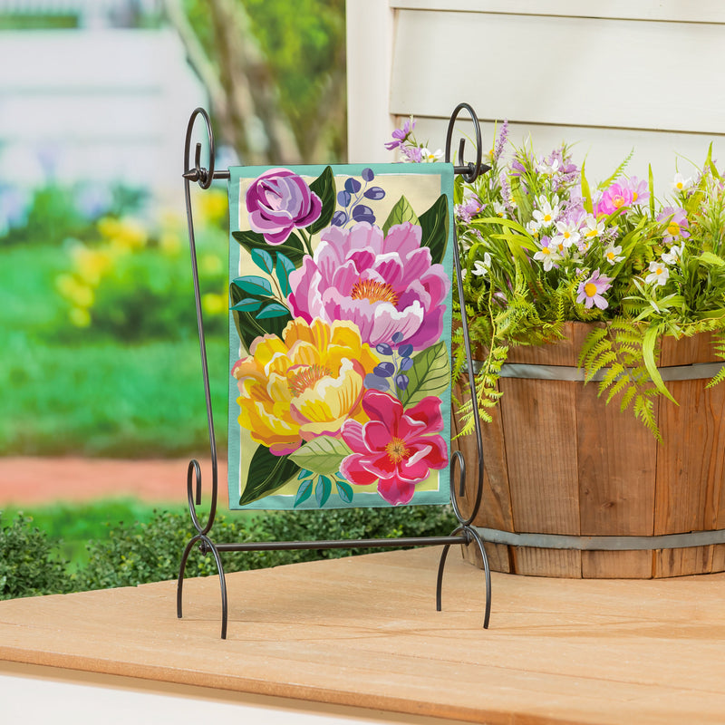 Floral Burst Burlap Garden Flag