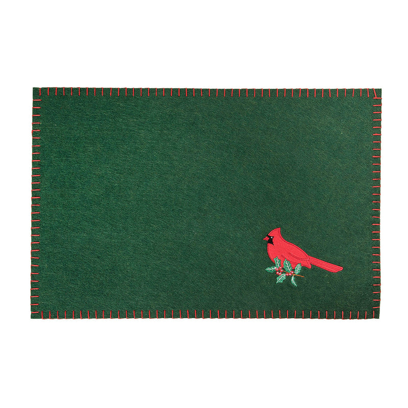 Cardinal Holly Felt Placemat
