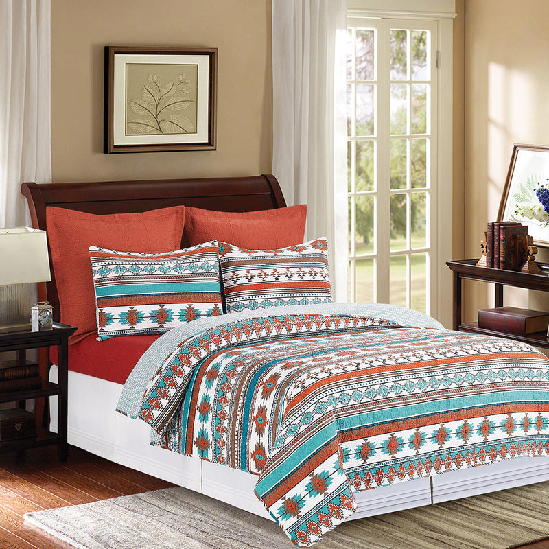 Aqua Valley Twin Quilt Set