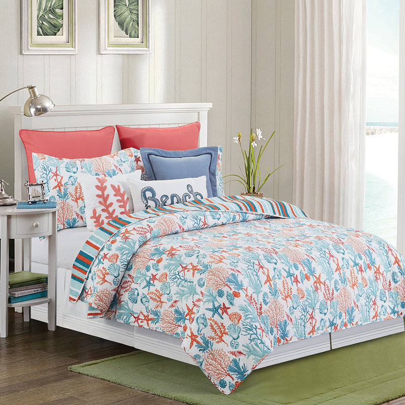 Tangerine Coast King Quilt Set