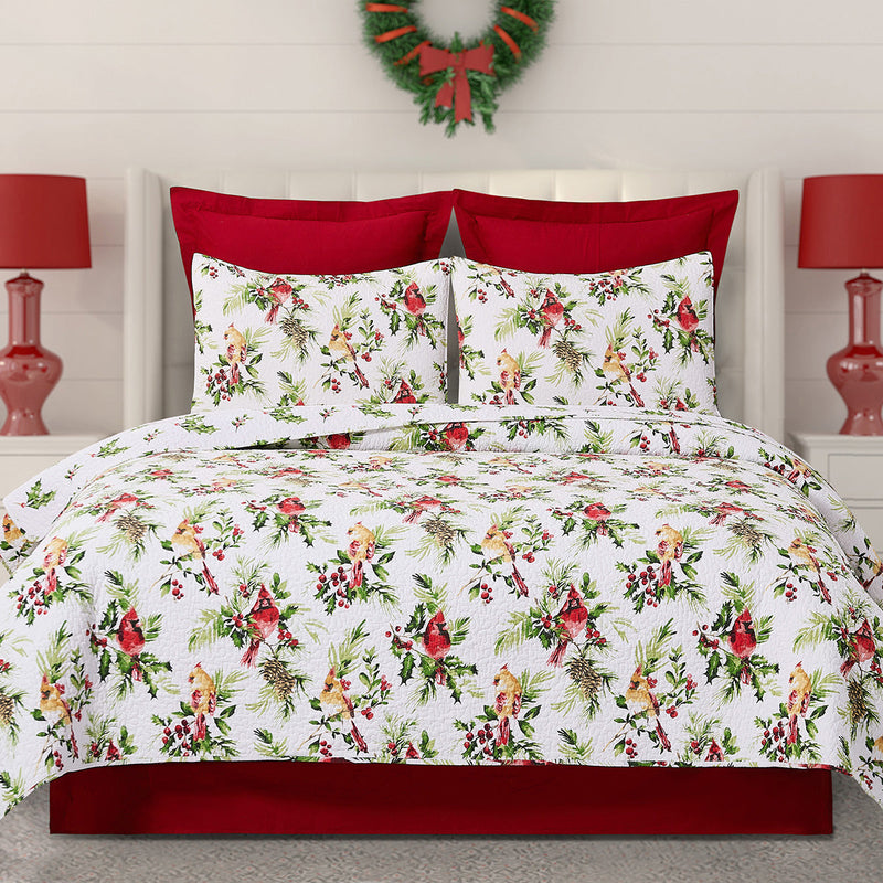 Ruby Cardinal King Quilt Set