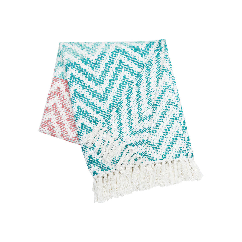 Chevron Coral /Green Throw