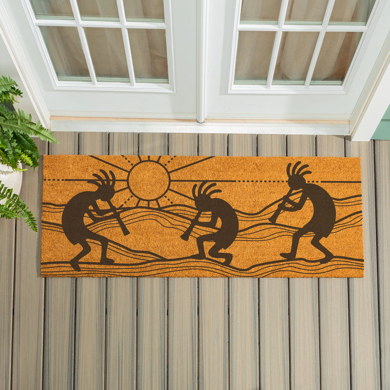 Southwest Sunrise Coir Mat, Kokopelli Trio, 60"x24"