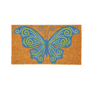 Welcome Mosaic Blue Butterfly Coir Mat