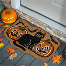 Black Cat & Pumpkins Shaped Coir Mat