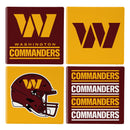 Washington Commanders Ceramic Coasters Set, 4pcs with Wood Caddy