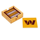 Washington Commanders Ceramic Coasters Set, 4pcs with Wood Caddy
