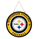 Pittsburgh Steelers Round Door Decor with Hanging Rope, 18x18