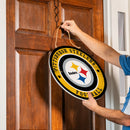 Pittsburgh Steelers Round Door Decor with Hanging Rope, 18x18