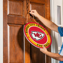 Kansas City Chiefs Round Door Decor with Hanging Rope, 18x18