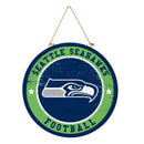 Seattle Seahawks Round Door Decor with Hanging Rope, 18x18