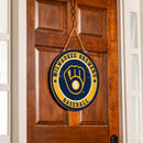 Milwaukee Brewers Round Door Decor with Hanging Rope, 18x18