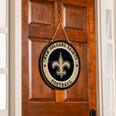 New Orleans Saints Round Door Decor with Hanging Rope, 18x18