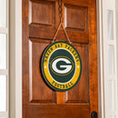 Green Bay Packers Round Door Decor with Hanging Rope, 18x18