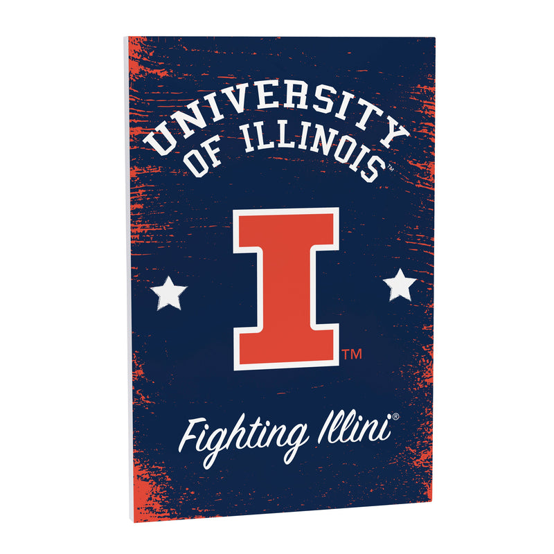 University of Illinois Wood Wall Sign, 16x24