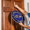 Baltimore Ravens Round Door Decor with Hanging Rope, 18x18