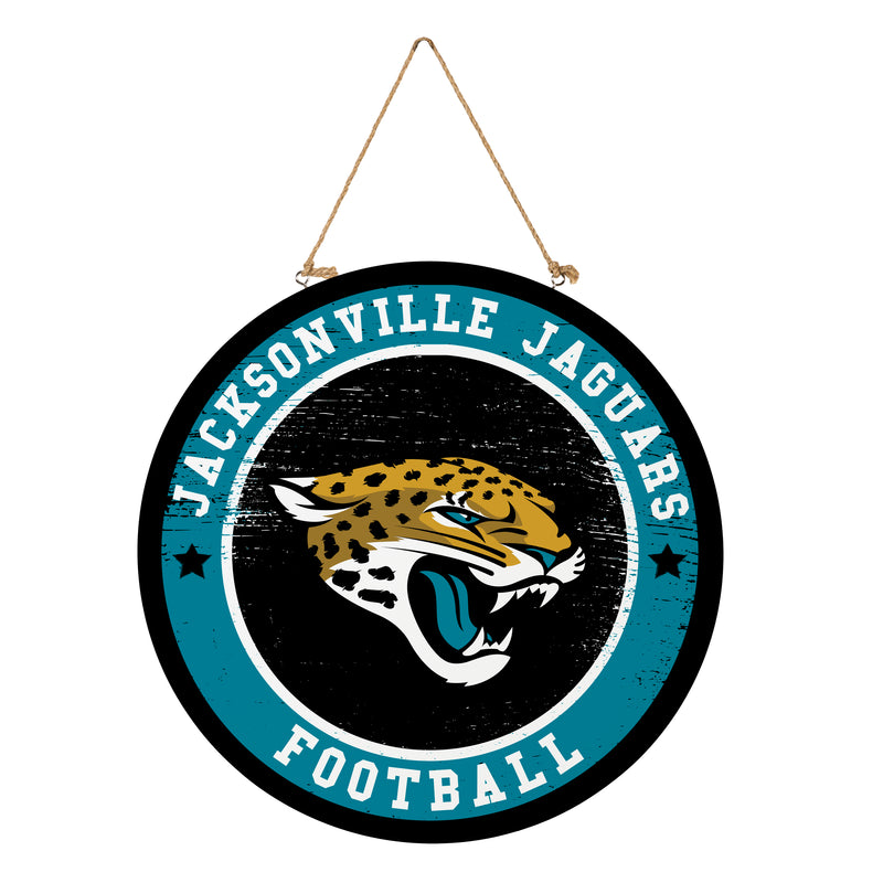 Jacksonville Jaguars Round Door Decor with Hanging Rope, 18x18