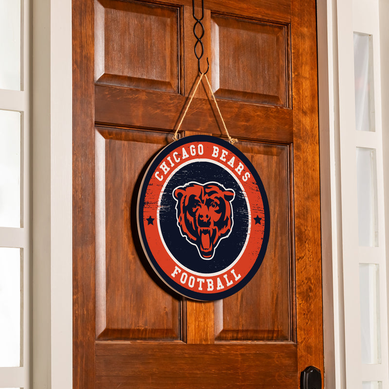 Chicago Bears Round Door Decor with Hanging Rope, 18x18