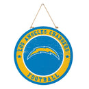 Los Angeles Chargers Round Door Decor with Hanging Rope, 18x18
