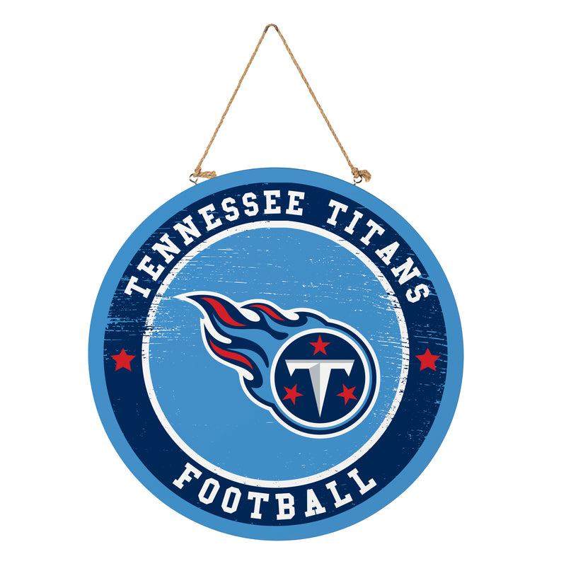 Tennessee Titans Round Door Decor with Hanging Rope, 18x18