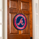 Atlanta Braves Round Door Decor with Hanging Rope, 18x18