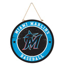 Miami Marlins Round Door Decor with Hanging Rope, 18x18