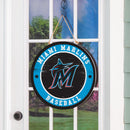 Miami Marlins Round Door Decor with Hanging Rope, 18x18