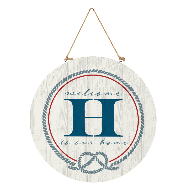 Coastal Door Decor Monogram White 18" H