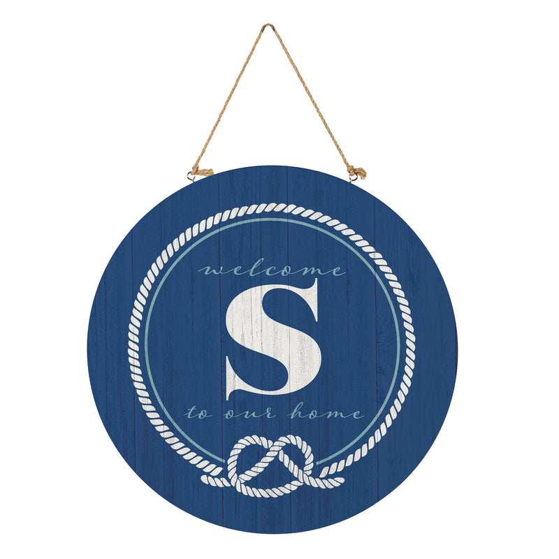 Coastal Door Decor Monogram Blue 18" S