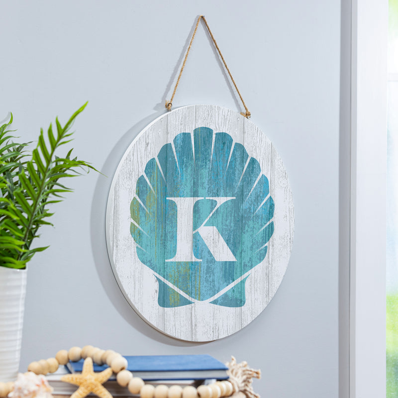 Coastal Door Decor Shell Monogram 18" K