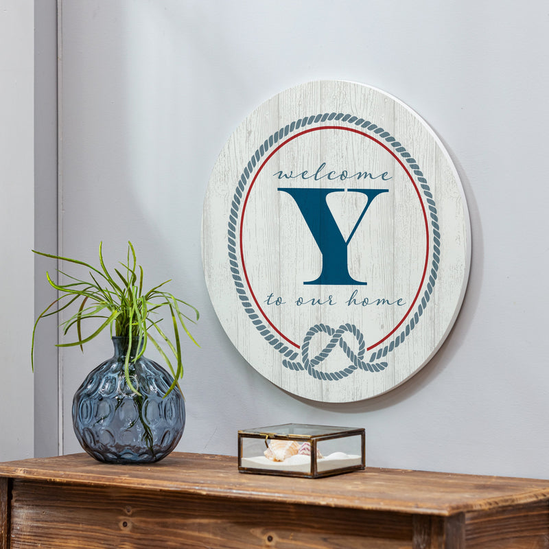 Coastal Door Decor Monogram White 18" Y