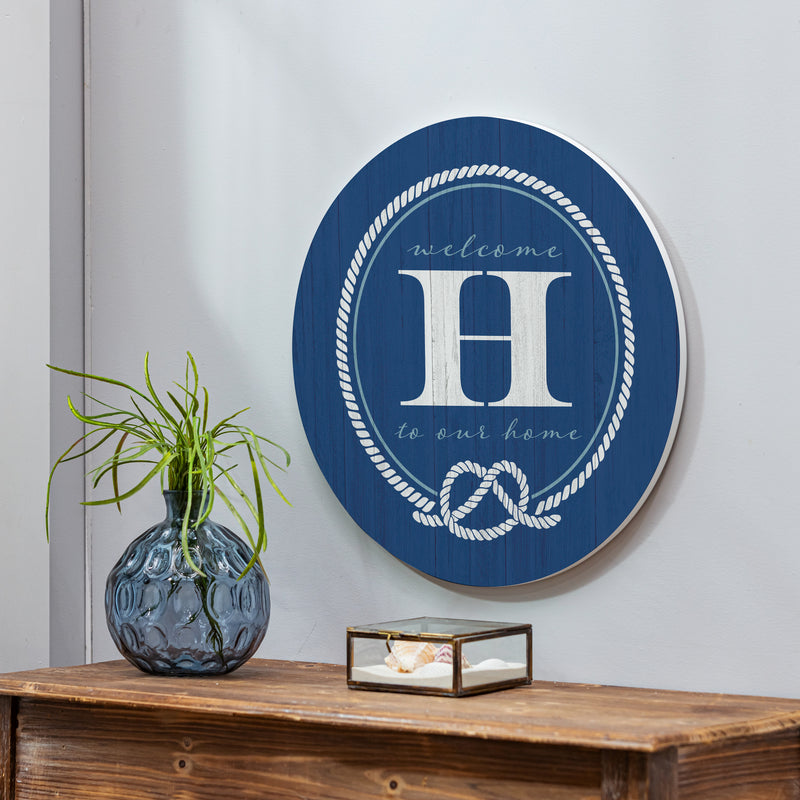 Coastal Door Decor Monogram Blue 18" H