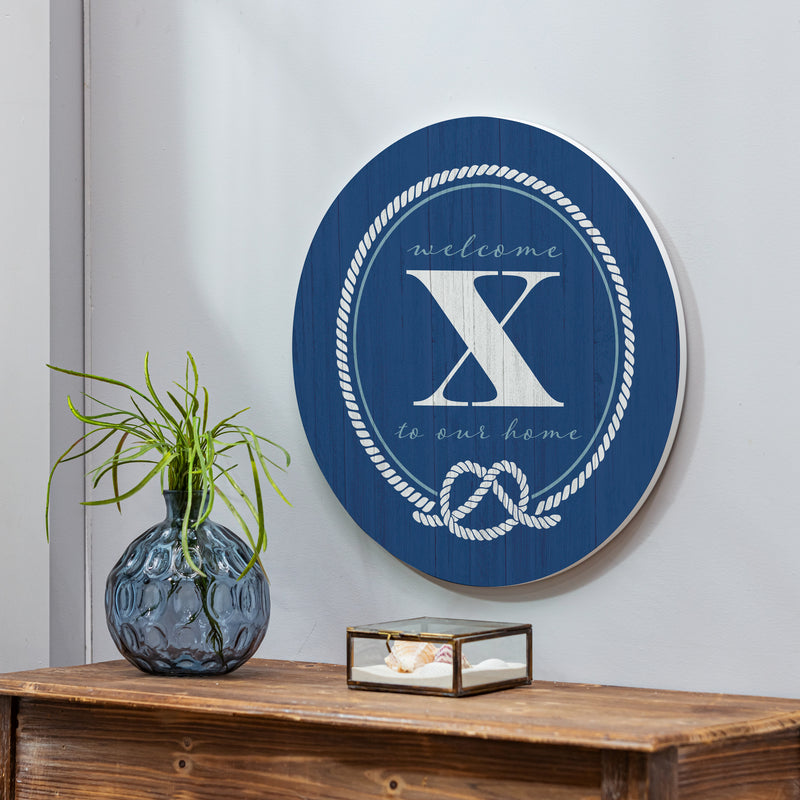 Coastal Door Decor Monogram Blue 18" X