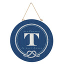Coastal Door Decor Monogram Blue 18" T