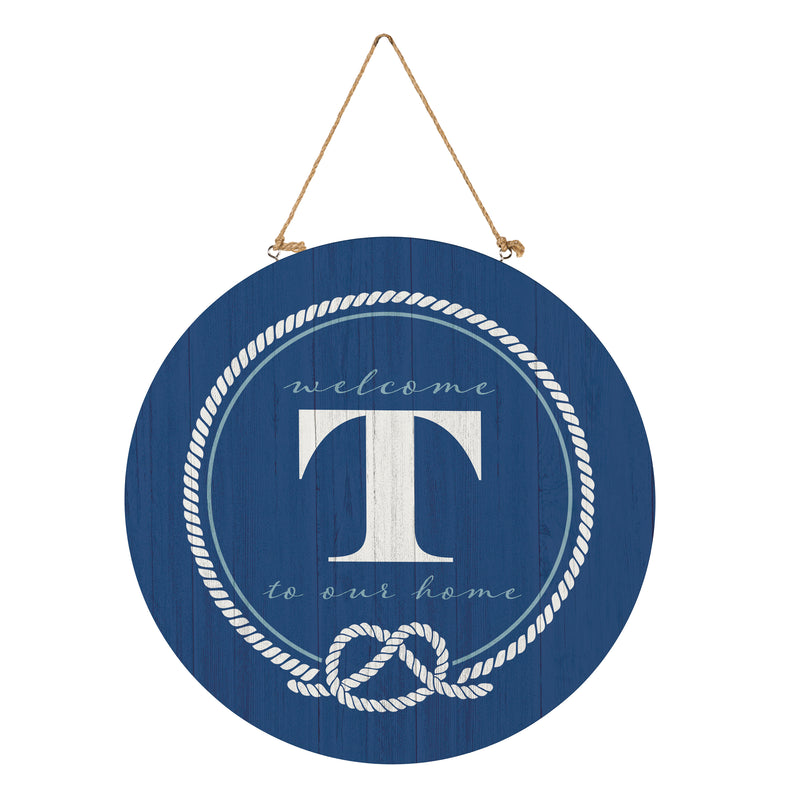 Coastal Door Decor Monogram Blue 18" T
