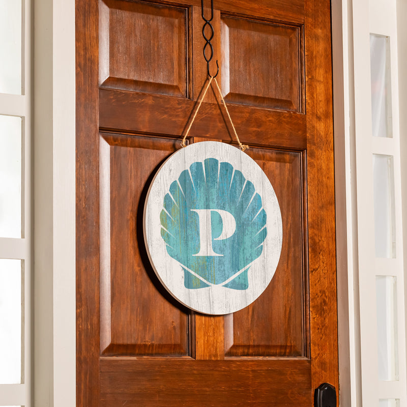 Coastal Door Decor Shell Monogram 18" P