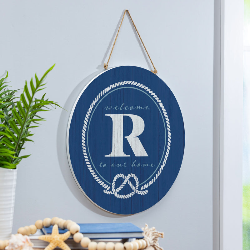Coastal Door Decor Monogram Blue 18" R