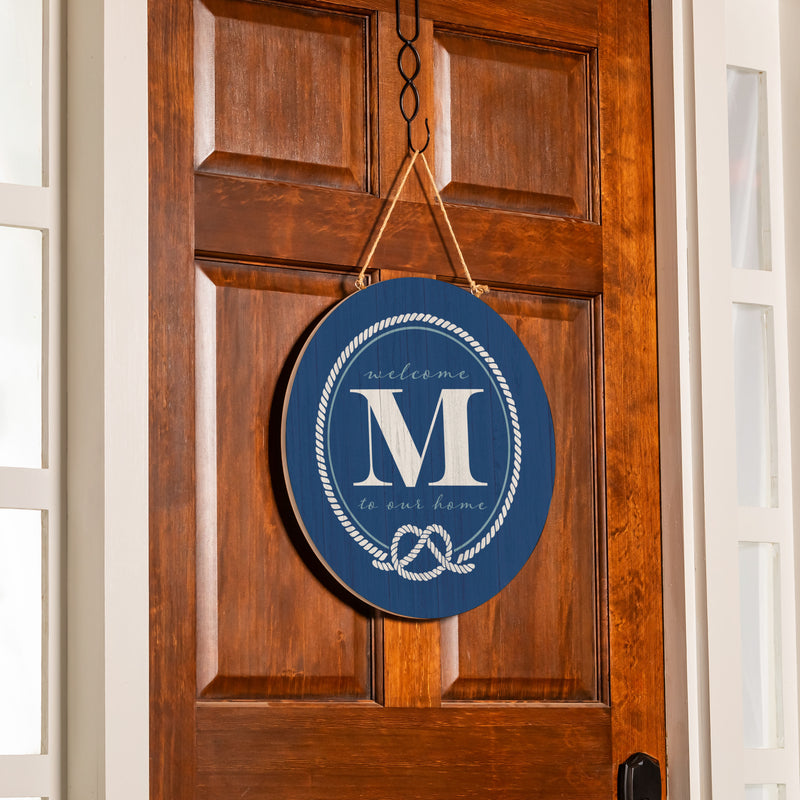 Coastal Door Decor Monogram Blue 18" M