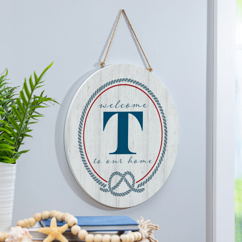 Coastal Door Decor Monogram White 18" T