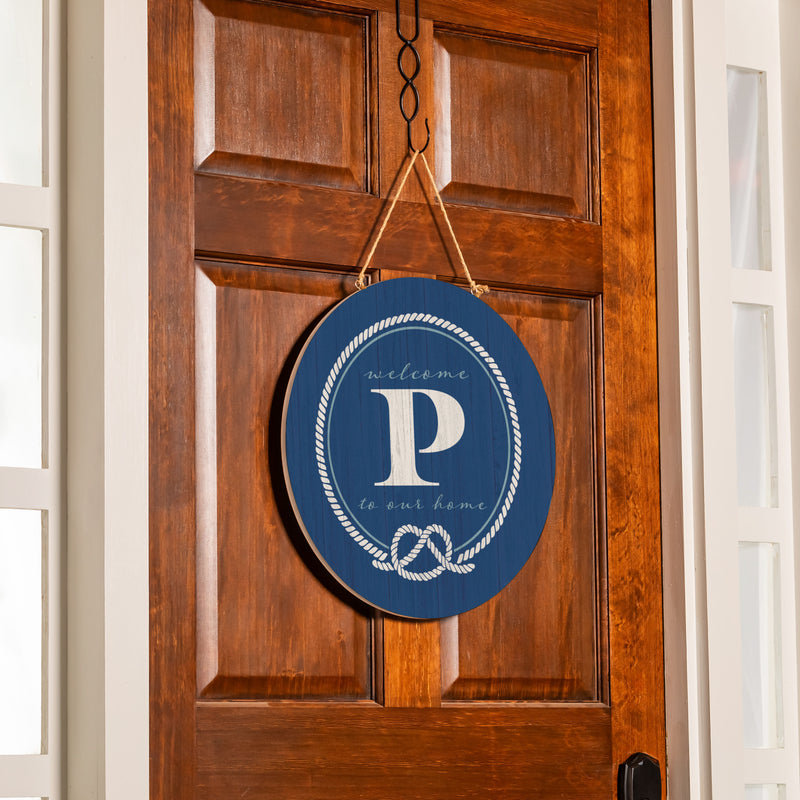 Coastal Door Decor Monogram Blue 18" P