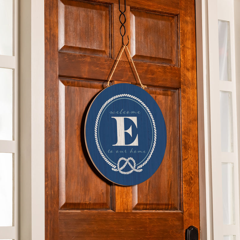 Coastal Door Decor Monogram Blue 18" E