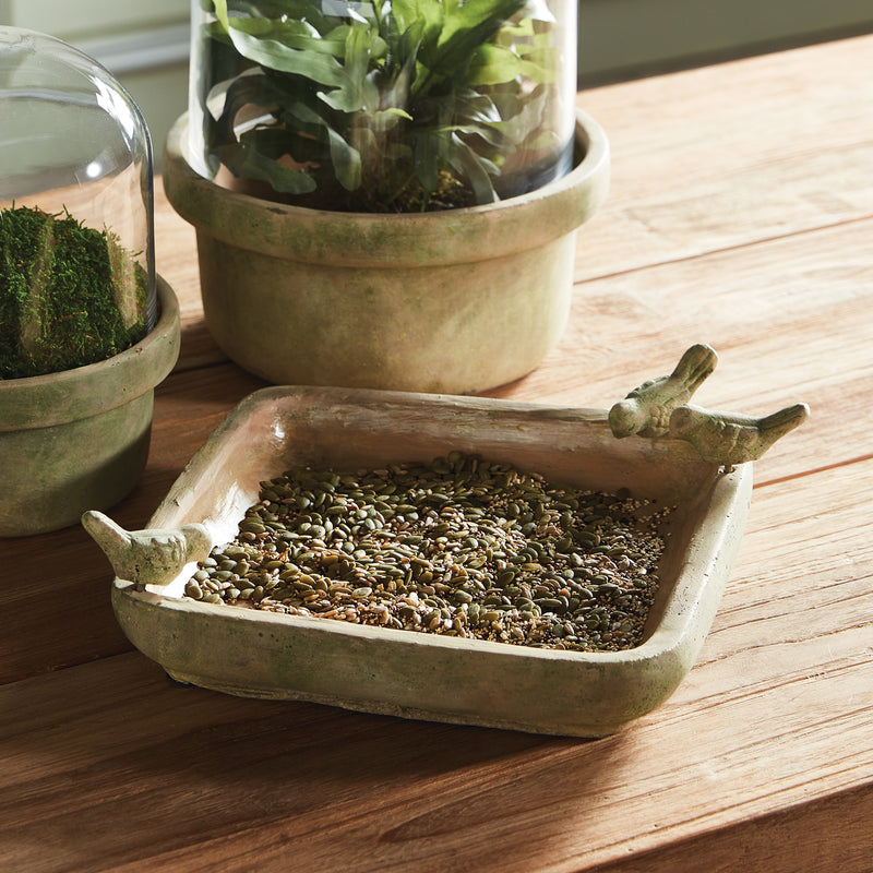 Napa Garden Collection-Weathered Garden Square Bird Tray