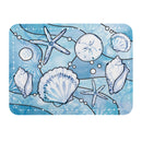 Blue Coastal Shells Drying Mat, Sea Illustration, 20"x15"