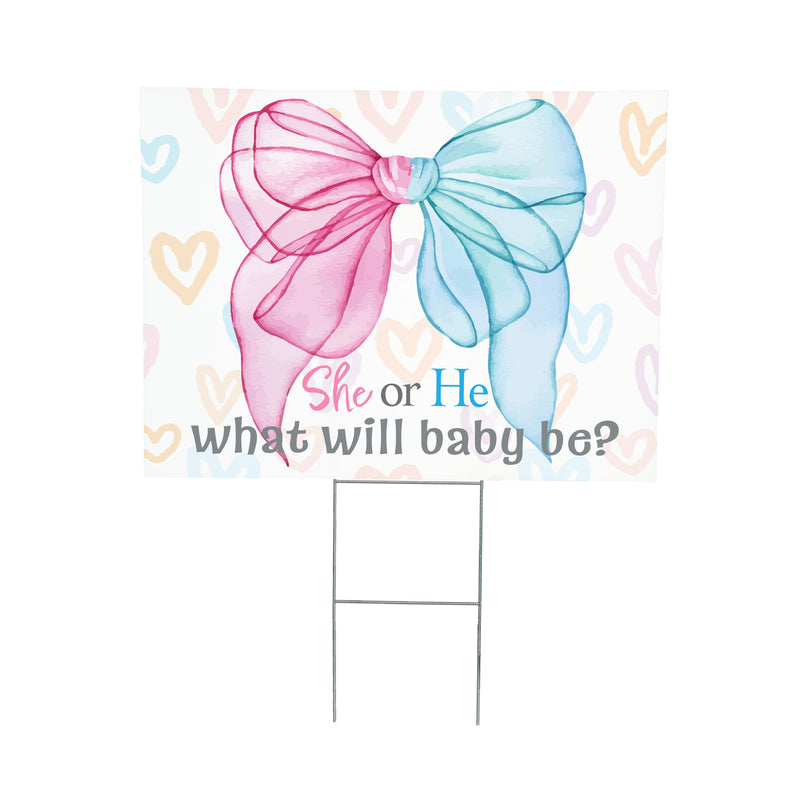 Yard Sign, Pink Blue Bow Gender Reveal