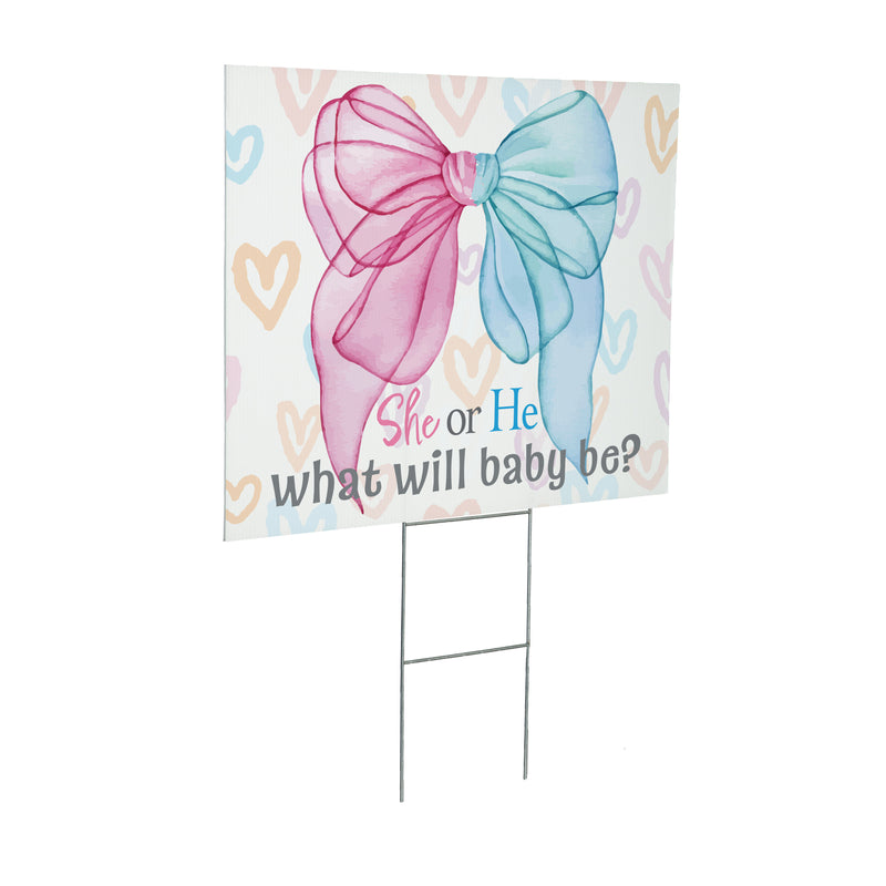 Yard Sign, Pink Blue Bow Gender Reveal
