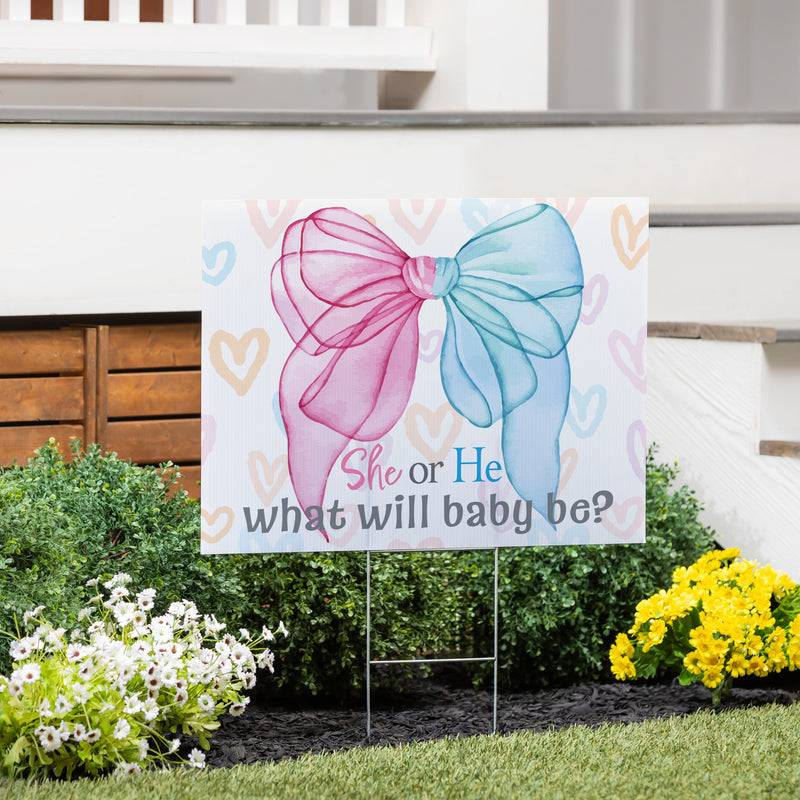 Yard Sign, Pink Blue Bow Gender Reveal