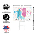 Yard Sign, Pink Blue Boots Gender Reveal